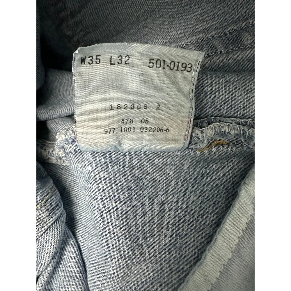 Vintage Levis 501 Original Fit Straight Leg Blue Denim Button Fly Faded 35 x 32